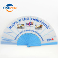 rainbow folding fabric plastic hand fan with your design